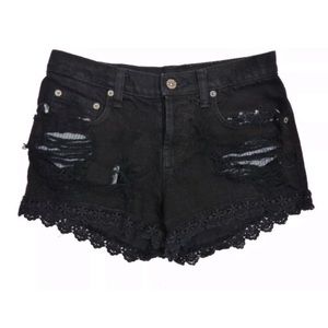Carmar black shorts with lace trim